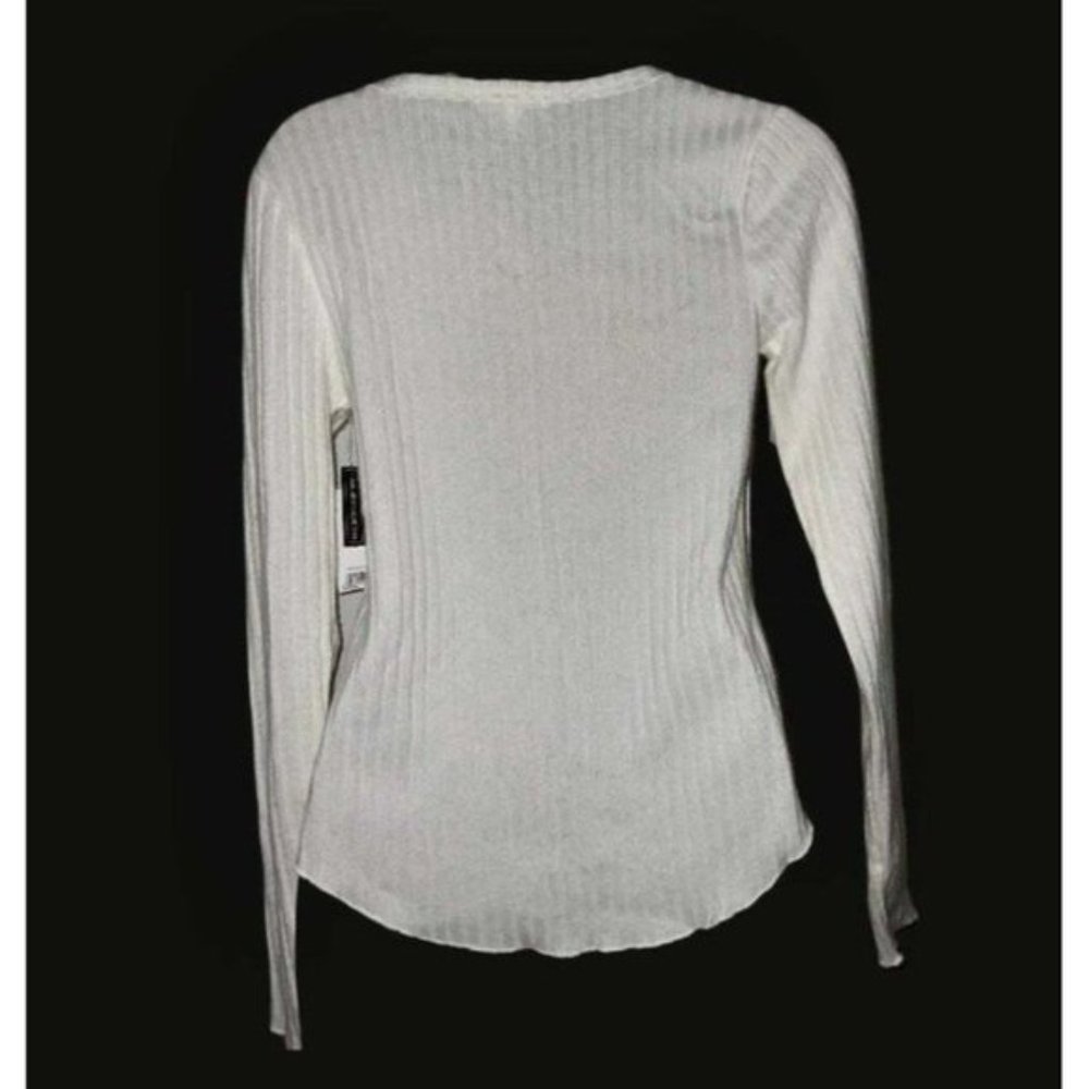 bp Sweater Top XS Ladies NWT Split V Neck Ribbed Lightweight Ivory Off White NWT - Picture 4 of 4